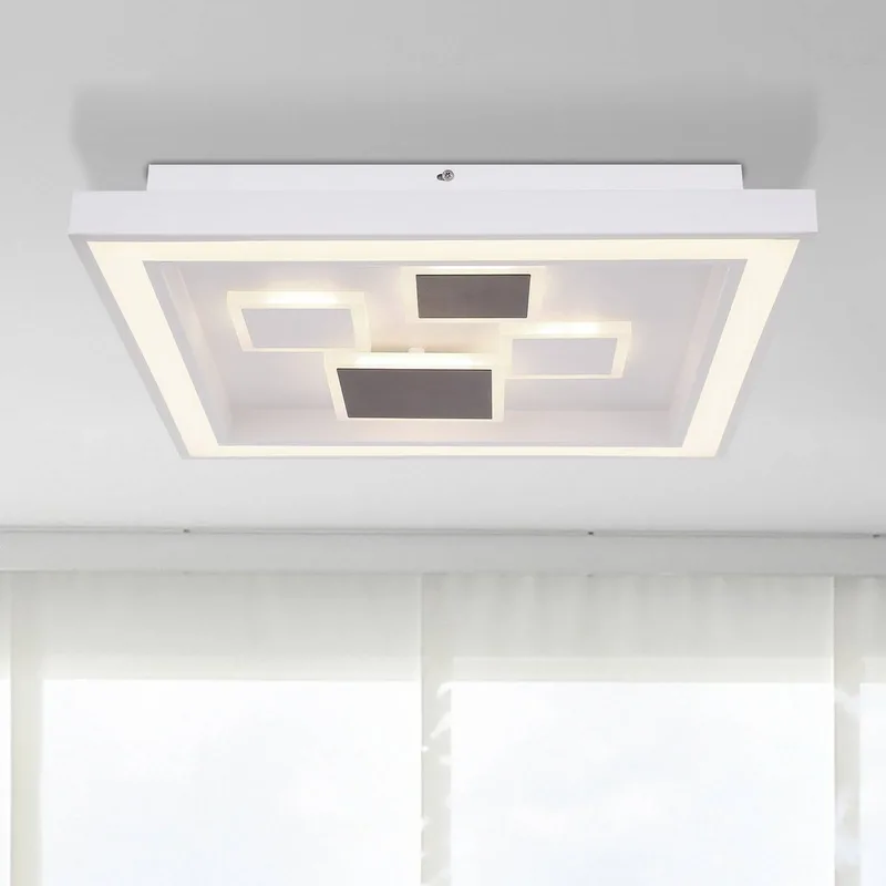 LED plafondlamp Nolo, hoekig, dimbaar, CCT von Globo in Weiß, Schwarz – Produktfoto