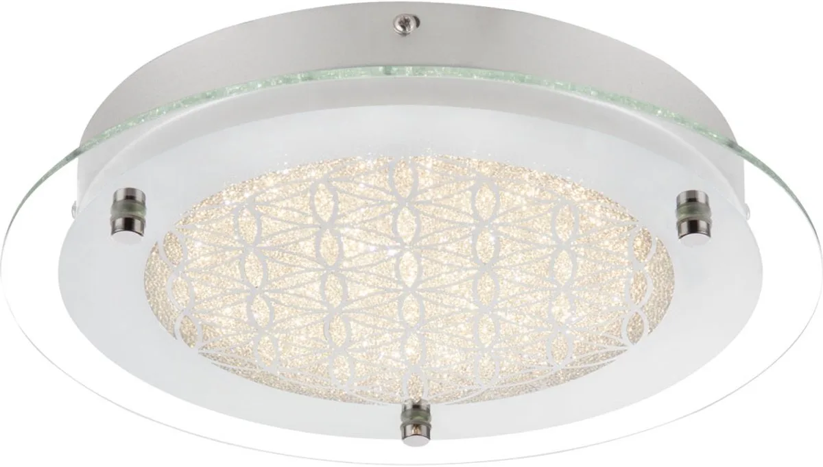 LED plafondlamp Plafondlamp Chroom spiegelrand kristal design 28 cm Woonkamer Slaapkamer fra Globo i Sølv – produktbillede