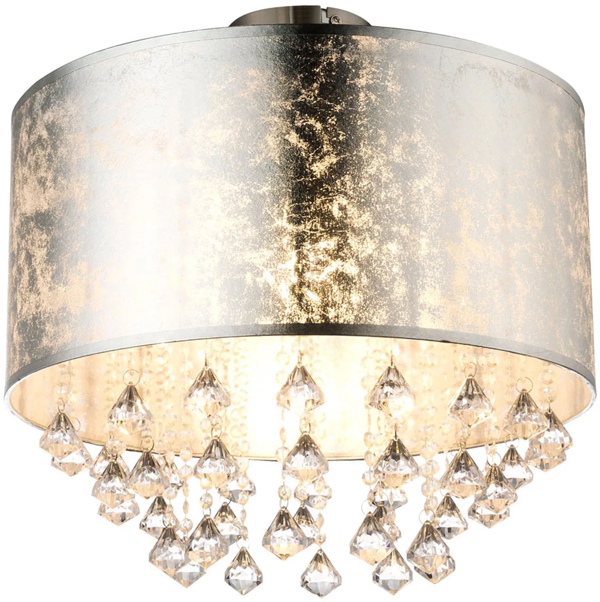 LED plafondlamp plafondlamp eetkamerlamp kristaloptiek textiel H 38 cm von Globo in Silber – Produktfoto