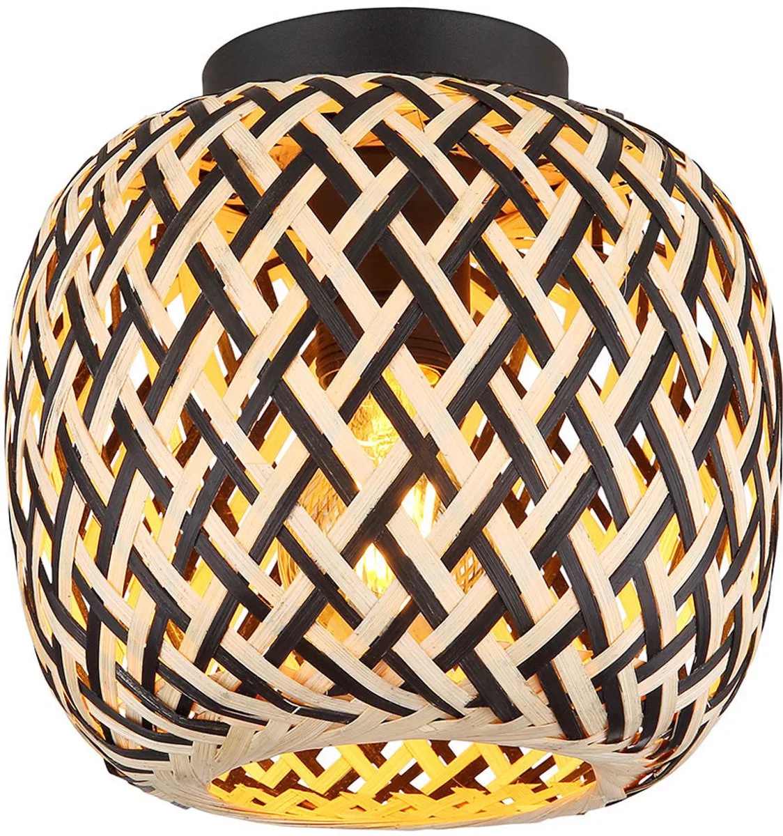LED plafondlamp Plafondlamp Woonkamerlamp Boho stijl Bamboe eettafellamp, metalen gaas, 1x 7W 630Lm warm DxH 20x19,5 cm by Globo in White – product photo