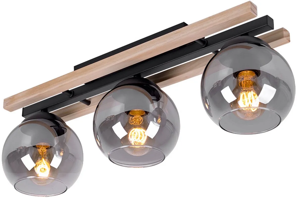 LED-plafondlamp, plafondverlichting, woonkamerlamp, 3-vlammig, glas, L 60 cm de Globo en Marron – photo produit