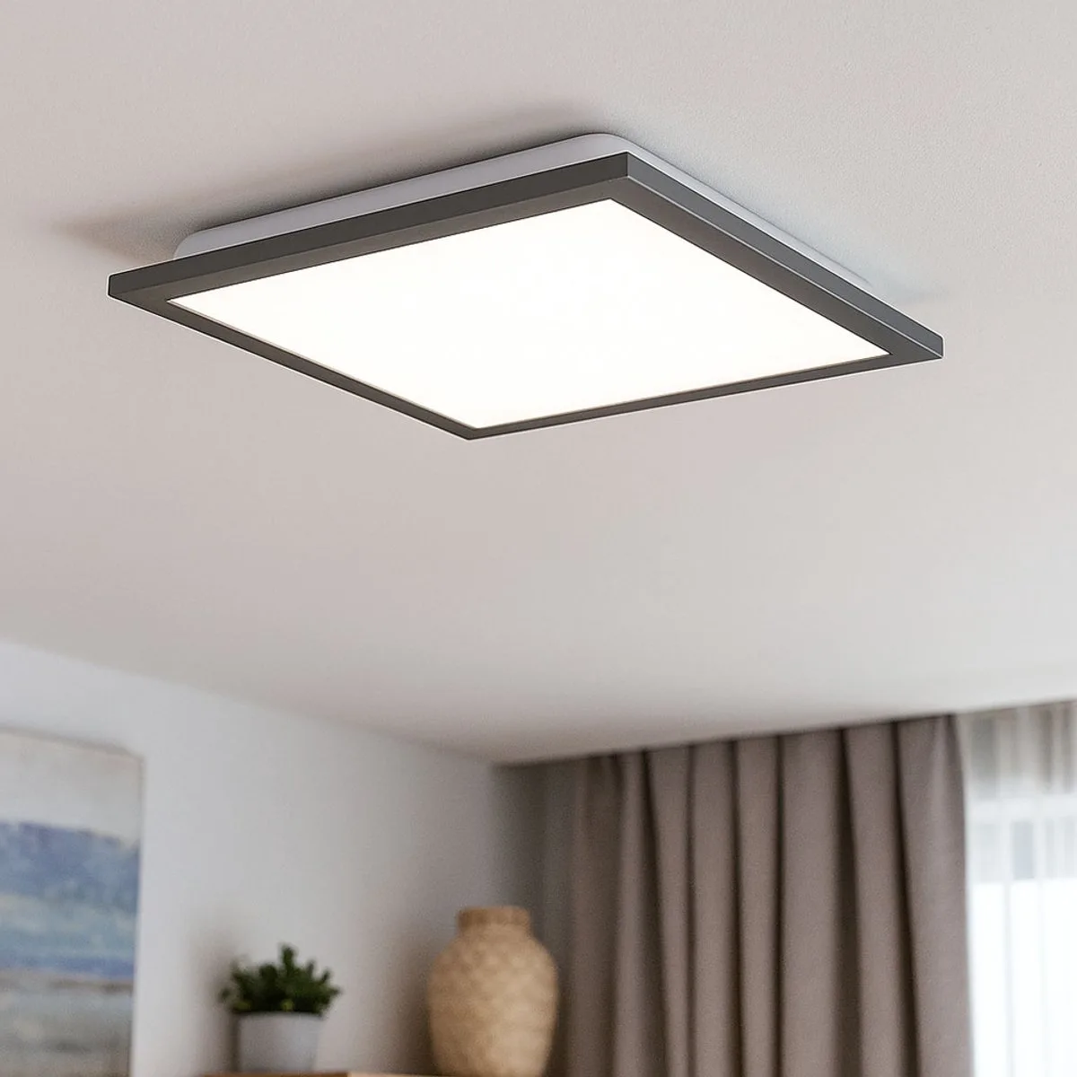 LED-plafondlamp, plafondverlichting, woonkamerlamp, vierkant, aluminium, H 6 cm von Globo in Weiß – Produktfoto