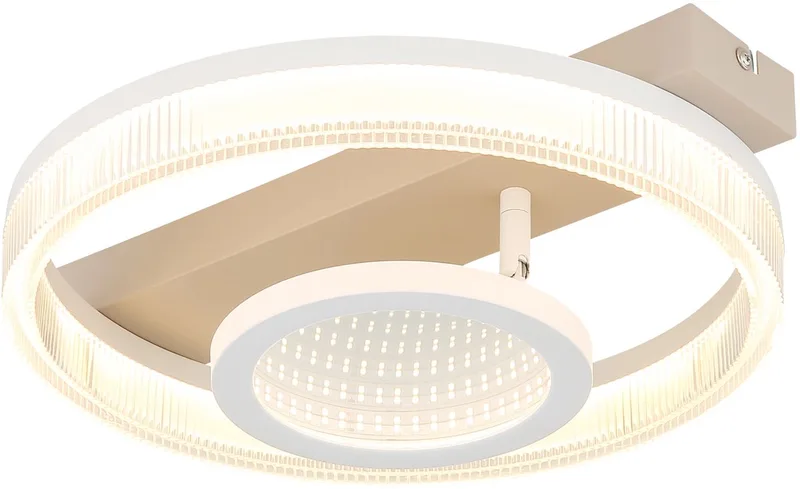 LED plafondlamp ringen zandkleurig design lamp 3D effect eetkamerverlichting bewegende elementen, metaal, 18W 850Lm warm wit, LxBxH 36x33x10 cm fra Globo i Zand – produktbillede