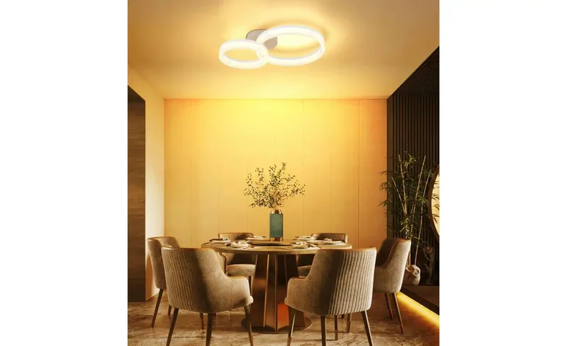 LED plafondlamp ringen zandkleurig design lamp eetkamerlamp woonkamerlamp, metaal, 24W 1800Lm warm LxBxH 50x33x12,3 cm fra Globo i Hvid – produktbillede 2 af 3