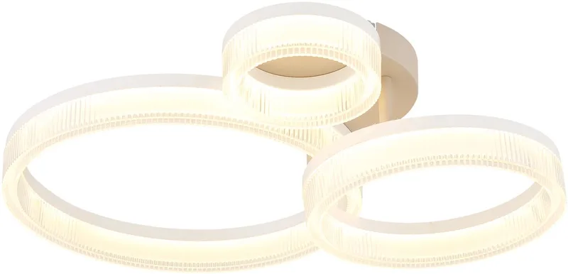 LED plafondlamp ringen zandkleurig design lamp eetkamerlamp woonkamerlamp, metaal, 24W 2000Lm warm wit, LxBxH 51x40,5x12,5 cm de Globo en Beige – photo produit