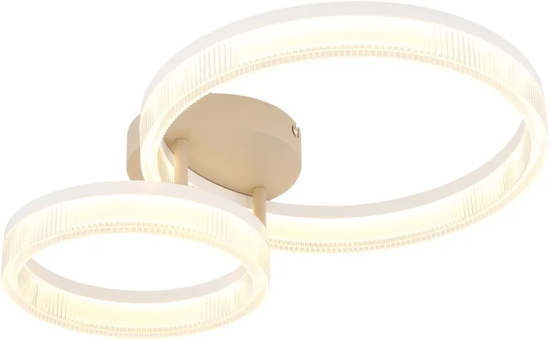 LED plafondlamp ringen zandkleurig design lamp eetkamerlamp woonkamerlamp, metaal, 24W 1800Lm warm LxBxH 50x33x12,3 cm fra Globo i Hvid – produktbillede 1 af 3