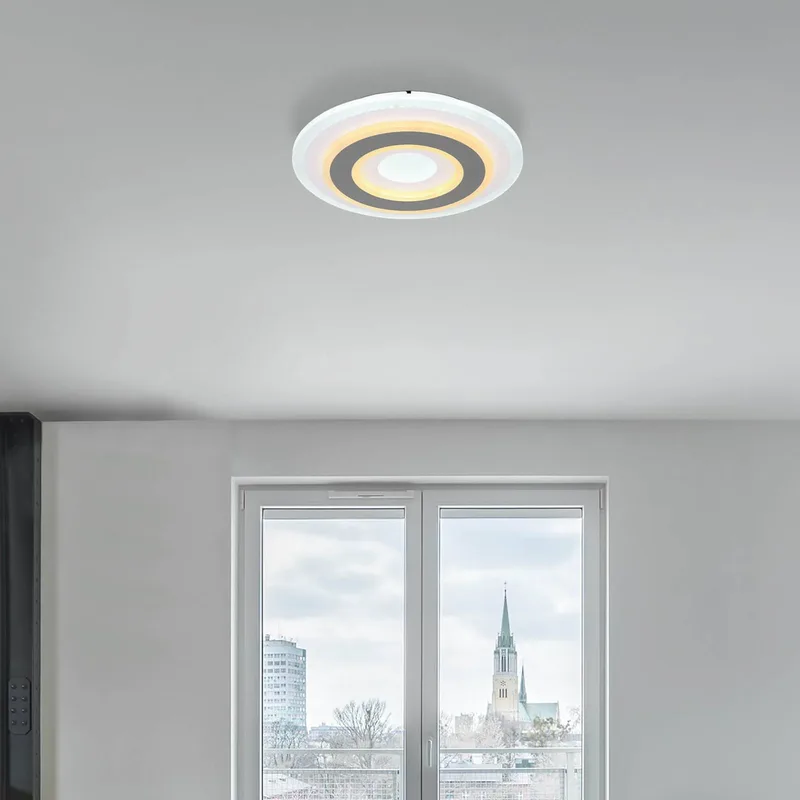 LED plafondlamp Sabatino, Ø 30 cm, wit/antraciet, CCT de Globo en Blanc, Anthracite, Opaal – photo produit