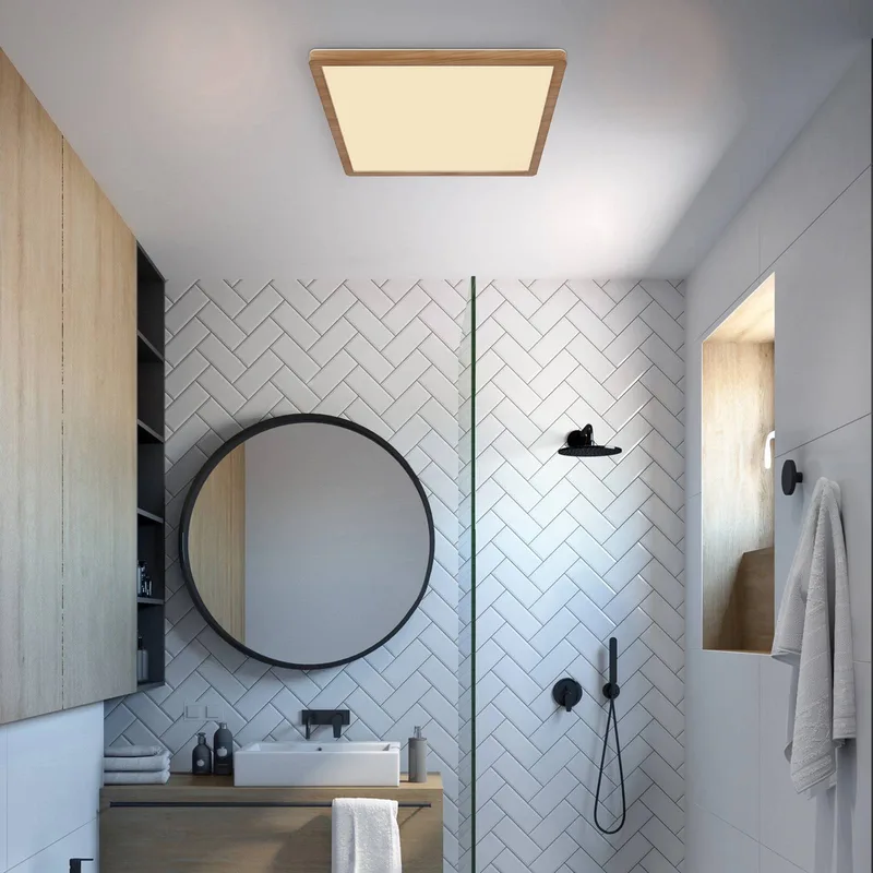 LED plafondlamp Sapana, lengte 29,5 cm houtlook by Globo in Licht hout – product photo