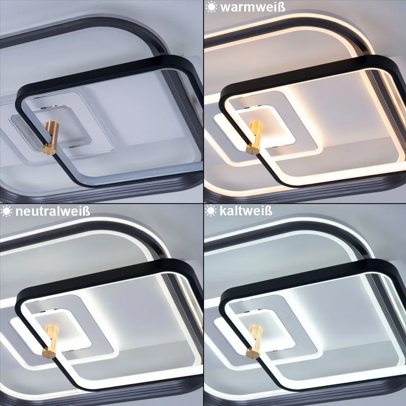 LED plafondlamp slaapkamerlamp woonkamerlamp, dimbare afstandsbediening nachtlamp geheugen, 48W 2260lm 2700K-6000K warm wit-koud wit, L 52 cm de Globo en Noir – photo produit