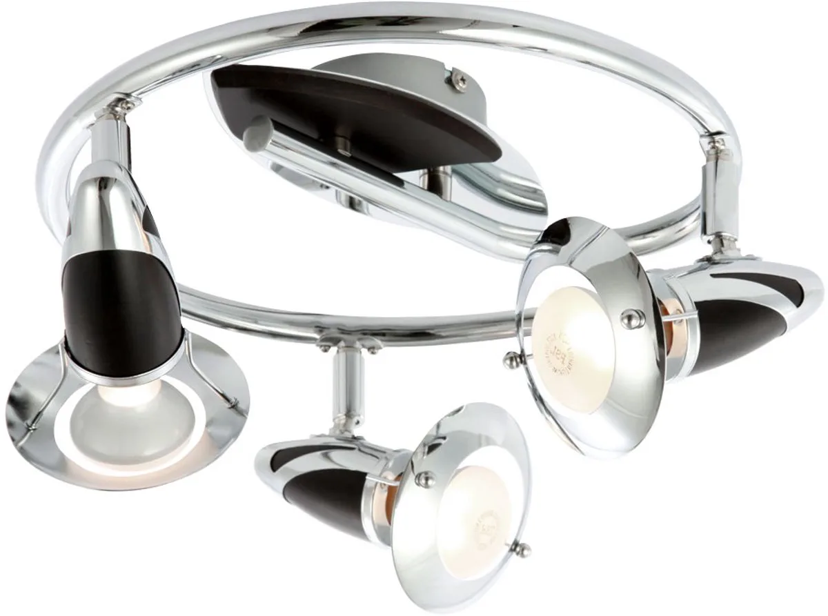 LED plafondlamp Spotrondell 3 vlammen metaal hout eetkamerlamp LED plafondspot Rondell, 3x E14 LED, 30x17,5cm, woonkamer eetkamer von Globo in Silber – Produktfoto