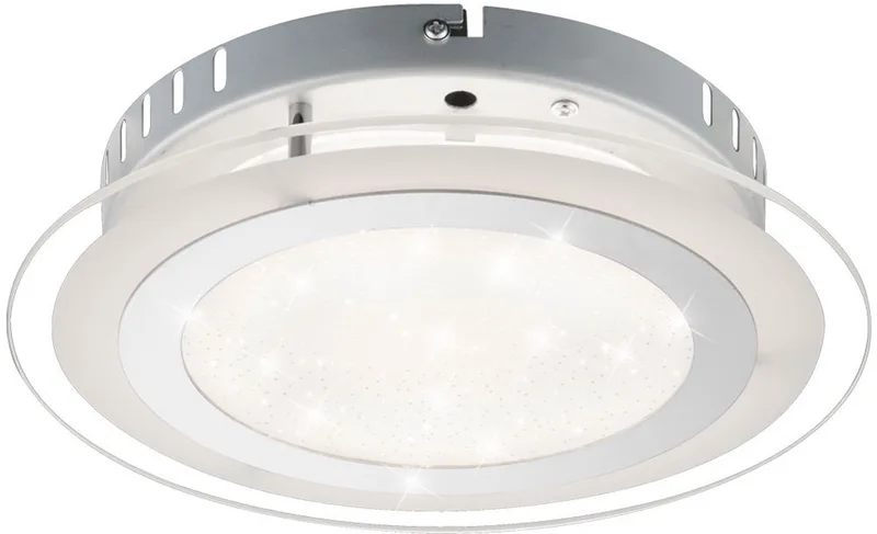 LED plafondlamp sterrenhemel effect slaapkamerlamp chroom, opaal glas, 18W 1250lm warm wit-koud wit, DxH 27x6,5 cm von Globo in Silber – Produktfoto