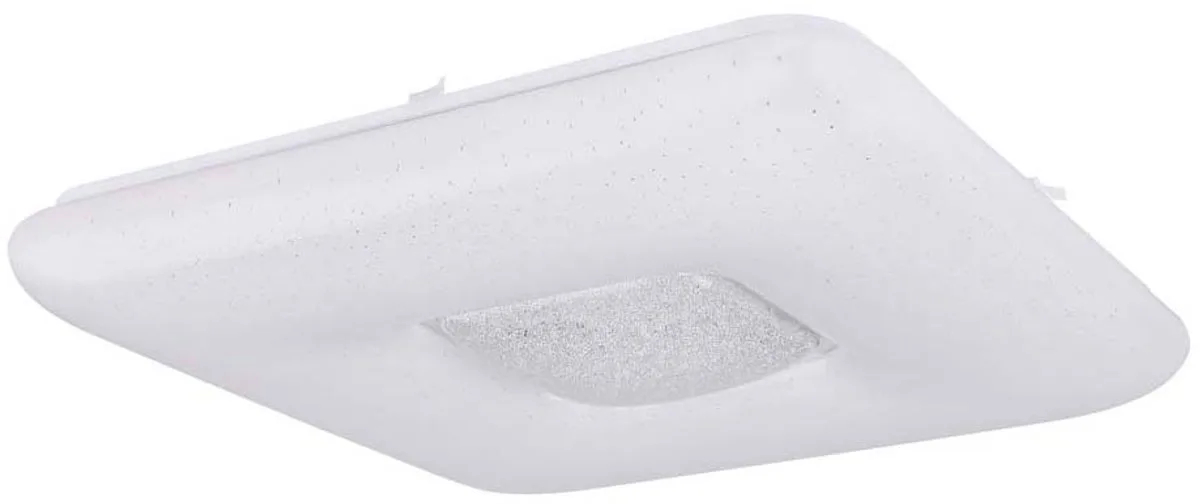 LED plafondlamp sterrenhemel plafondlamp woonkamerlamp eetkamerlamp, chroom ring kunststof kristallen helder, metaal chroom, 24 W 1600lm 3000K, L x B x H 43 x 43 x 8 cm fra Globo i Hvid – produktbillede