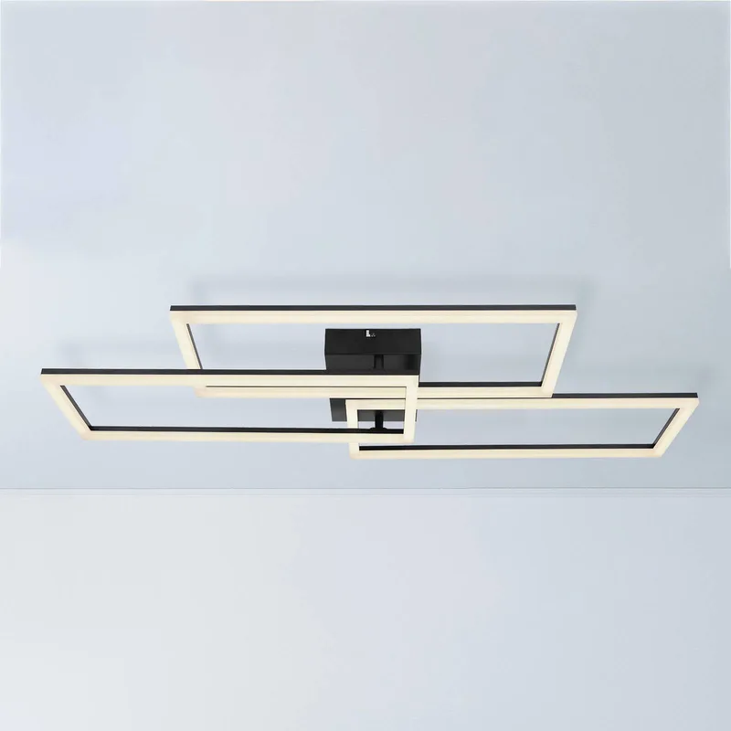 LED plafondlamp Tiny 3-lamps rechthoeken zwart CCT de Globo en Noir, Opaal – photo produit
