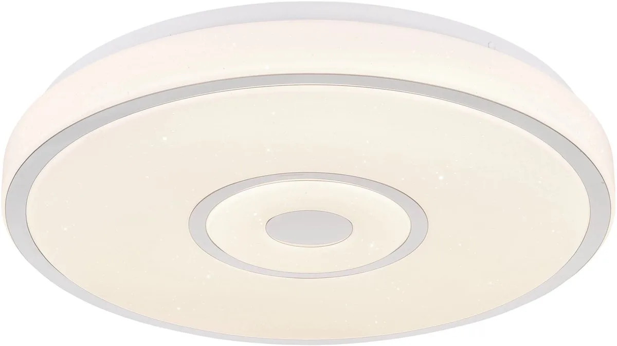 LED plafondlamp wit Plafondlamp sterrenhemel effect Woonkamerlamp rond, metaal, 24W 1400Lm neutraal wit, DxH 38x6,5 cm fra Globo i Hvid – produktbillede