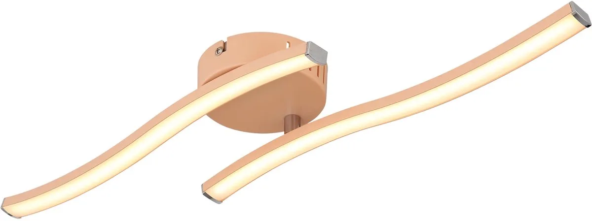 LED plafondlamp woonkamerlamp 2 vlammen opaal, modern, acryl metaal peach, LED 12W 920Lm 3000K, LxBxH 51,5x10x7,2 cm fra Globo i Orange – produktbillede