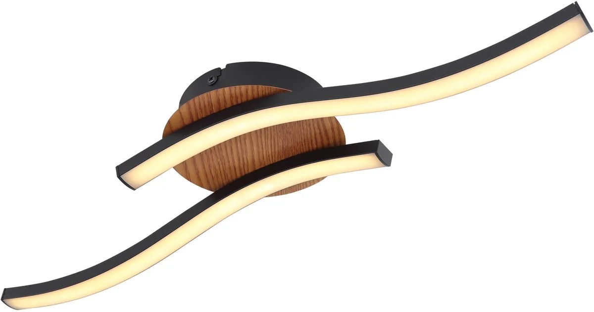 LED-plafondlamp, woonkamerlamp, 2-vlammig, plafondlamp in houtlook, bruin, L 51 cm von Globo in Schwarz – Produktfoto