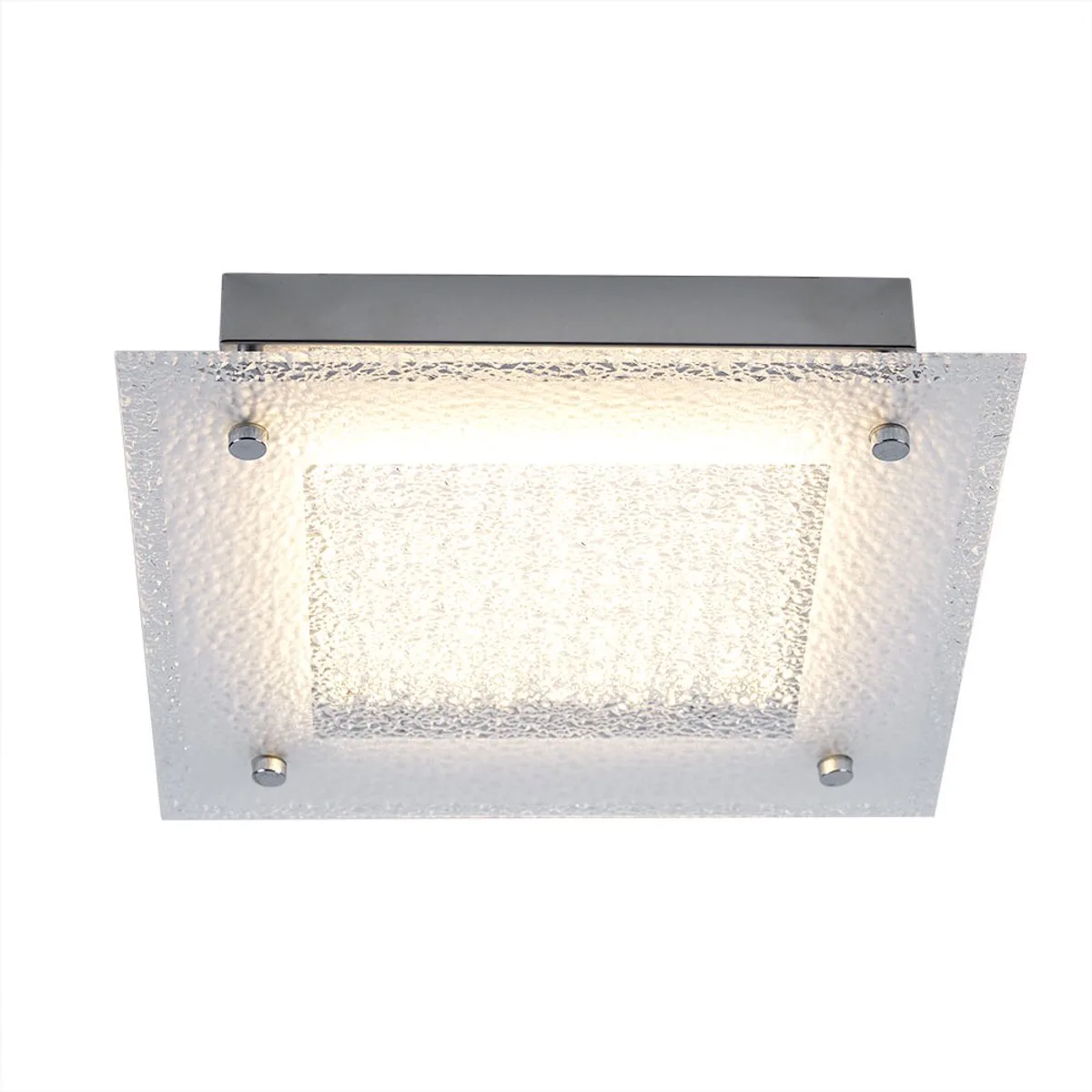 LED-plafondlamp, woonkamerlamp, mat, helder metaal, H 5,5 cm by Globo in Duidelijk – product photo