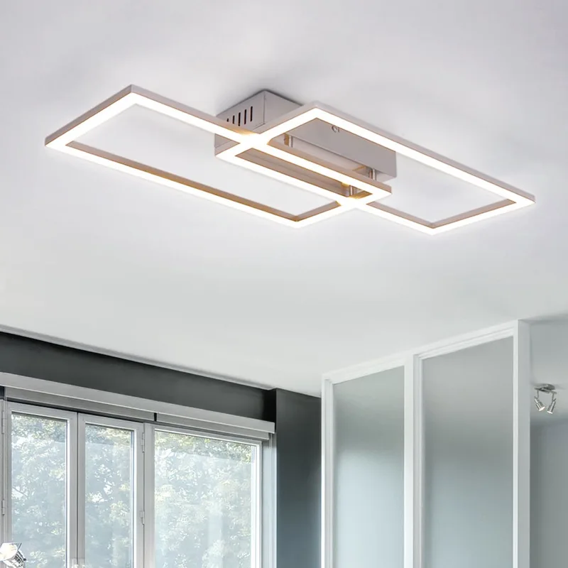 LED plafondlamp Woonkamerlamp Plafondlamp Eetkamerlamp, metaal, rechthoekig, 2280lm 40W 3000K, 52 x 24,2 x 6,2 cm de Globo en Argent – photo produit
