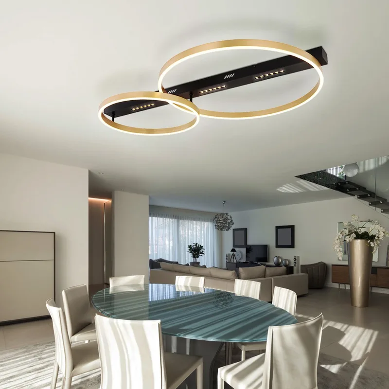 LED plafondlamp Woonkamerlamp Plafondlamp goud, 3-standen schakelaar, 54W 2560lm warm wit, L 93 cm de Globo en Noir – photo produit