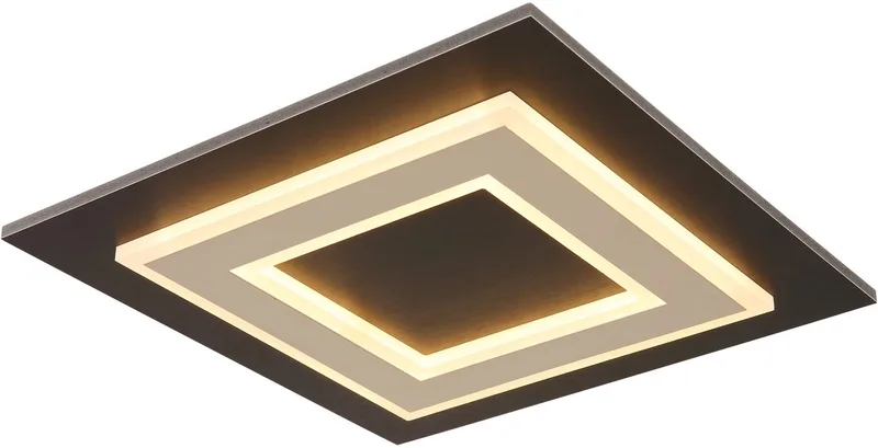 LED plafondlamp Woonkamerlamp Plafondlamp paneel structuur, MDF kunststof metaal, 24W 680lm warm wit, LxBxH 32x32x5,5 cm de Globo en Gris – photo produit 1 sur 3