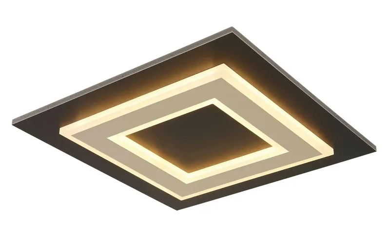 LED plafondlamp Woonkamerlamp Plafondlamp paneel structuur, MDF kunststof metaal, 24W 680lm warm wit, LxBxH 32x32x5,5 cm de Globo en Gris – photo produit 3 sur 3