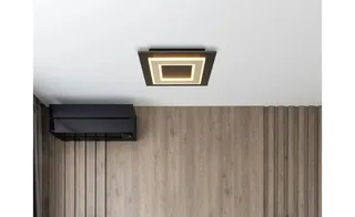 LED plafondlamp Woonkamerlamp Plafondlamp paneel structuur, MDF kunststof metaal, 24W 680lm warm wit, LxBxH 32x32x5,5 cm de Globo en Gris – photo produit 2 sur 3