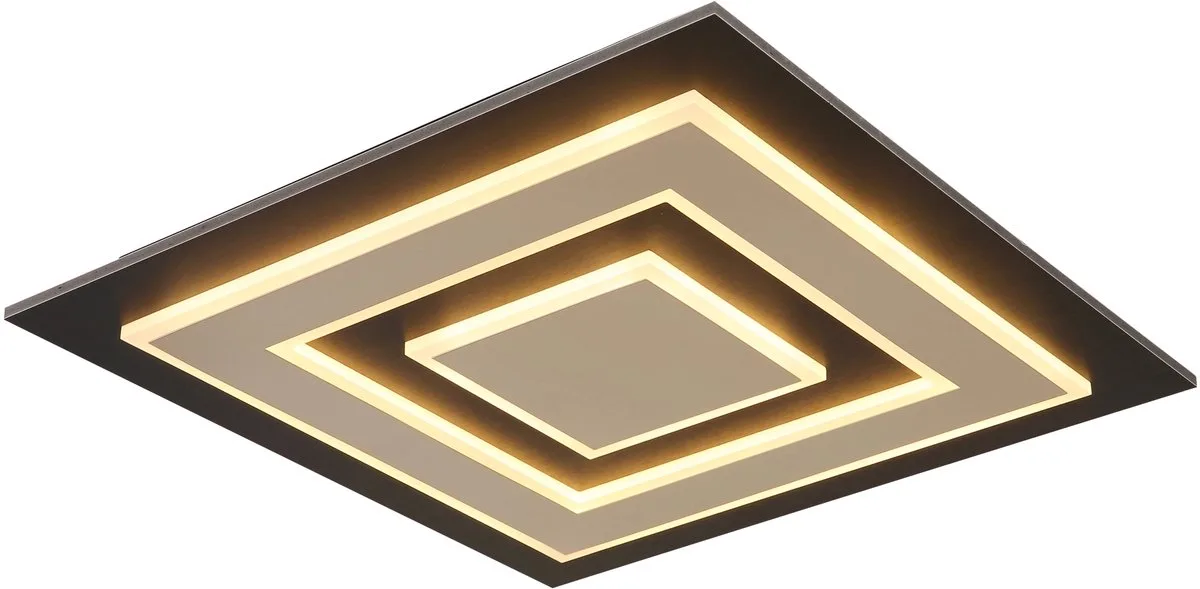 LED plafondlamp Woonkamerlamp Slaapkamerlamp Plafondlamp Paneel structuur, MDF kunststof metaal, 40W 840lm warm wit, LxBxH 48x48x5,2 cm de Globo en Champagne – photo produit