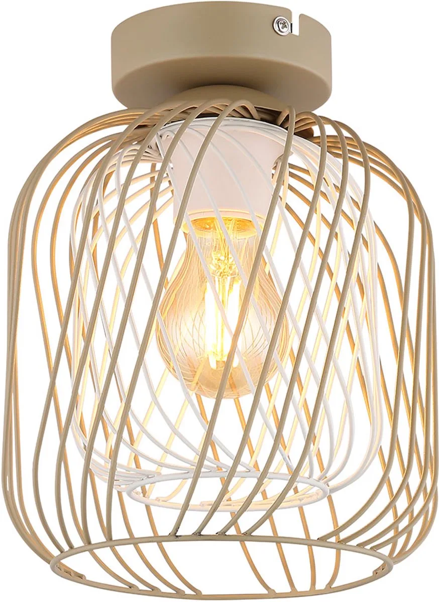 LED-plafondlamp, woonkamerlamp, zandkleurig, metalen vlechtwerk, H 24,5 cm från Globo i Zand – produktbild