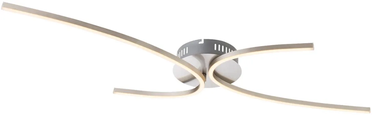 LED plafondlamp zilver design lamp woonkamerverlichting modern, metaal nikkel mat, 30W 2100lm warm LxH 95 x 7 cm by Globo in White – product photo