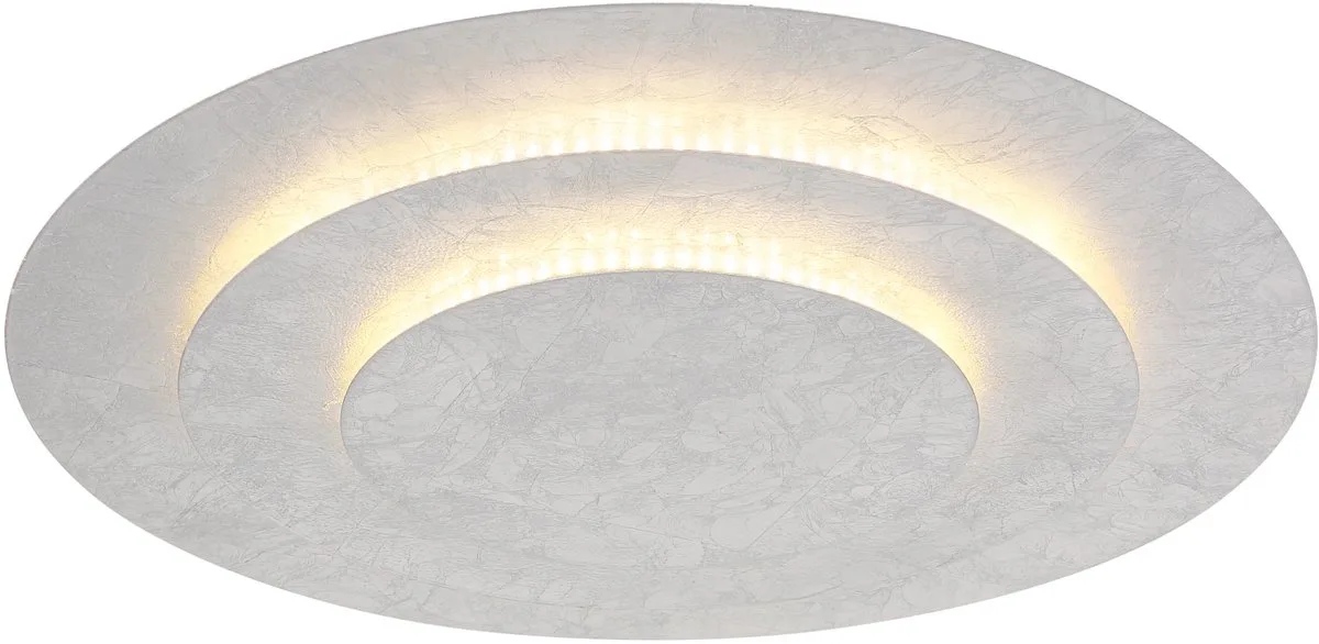 LED plafondlamp zilver Woonkamerlamp zilver Eetkamerlamp rond, metaal, 40W 2400Lm warm wit, DxH 49x7,5 cm van Globo in Zilver – productfoto