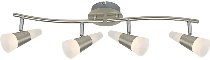 LED plafondspot Plafondlamp Plafondlamp, beweegbare spots, mat nikkel, 20W 1200lm 3000K, L x B x H 62 x 17 x 16cm fra Globo i Sølv – produktbillede