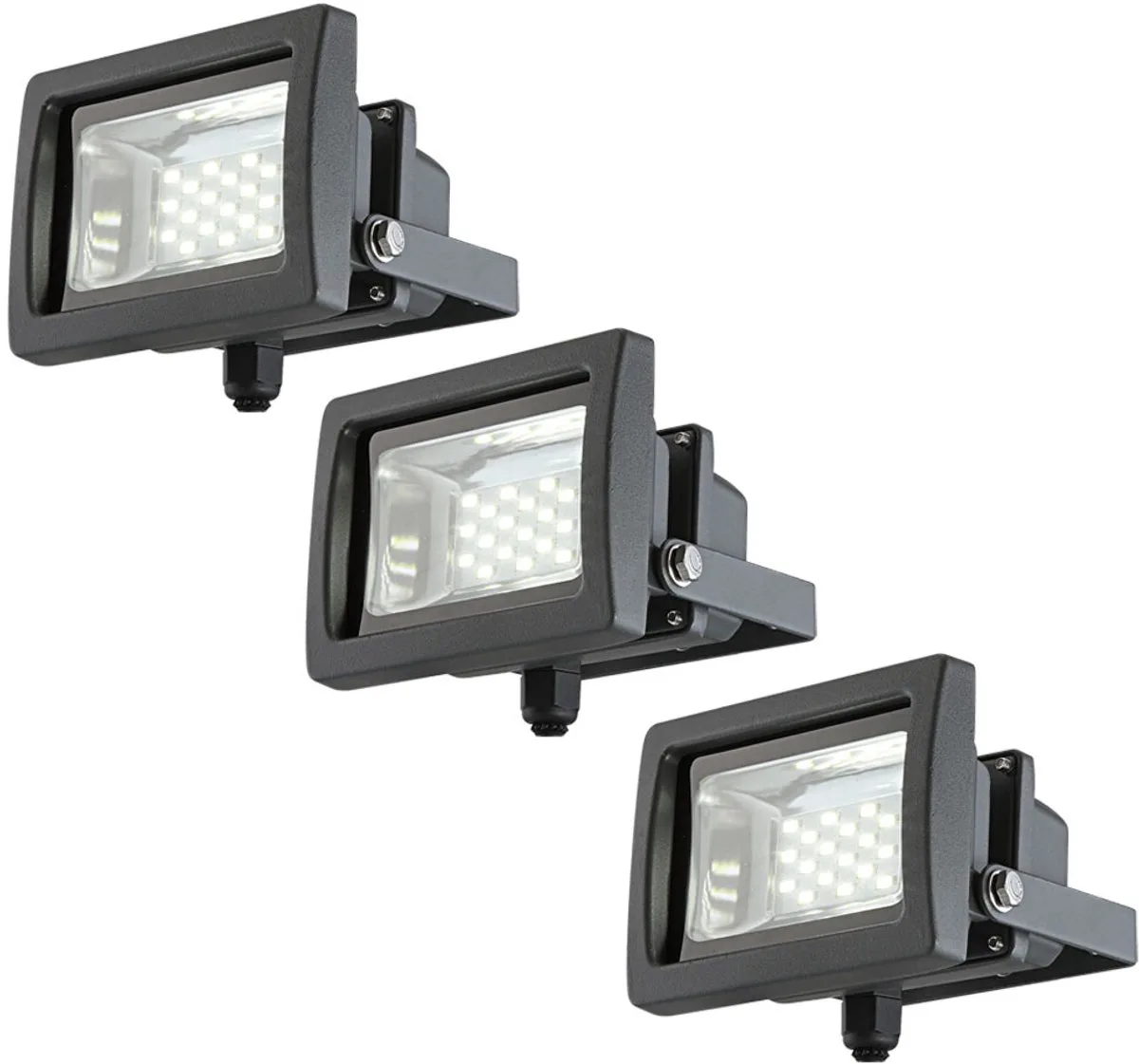 LED schijnwerper buitenlamp wandspot, aluminium glas 10W 750lm daglicht wit, set van 3 de Globo en Gris – photo produit
