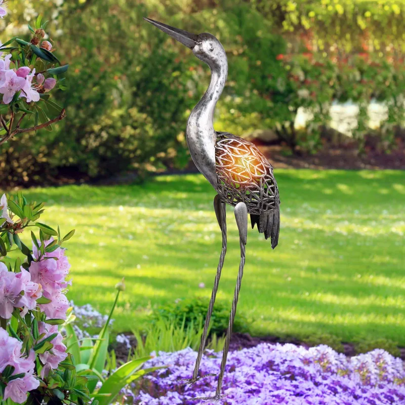 LED sfeerlamp 33216 op zonne-en, kraanvogel, gr de Globo en Grijs antiek – photo produit
