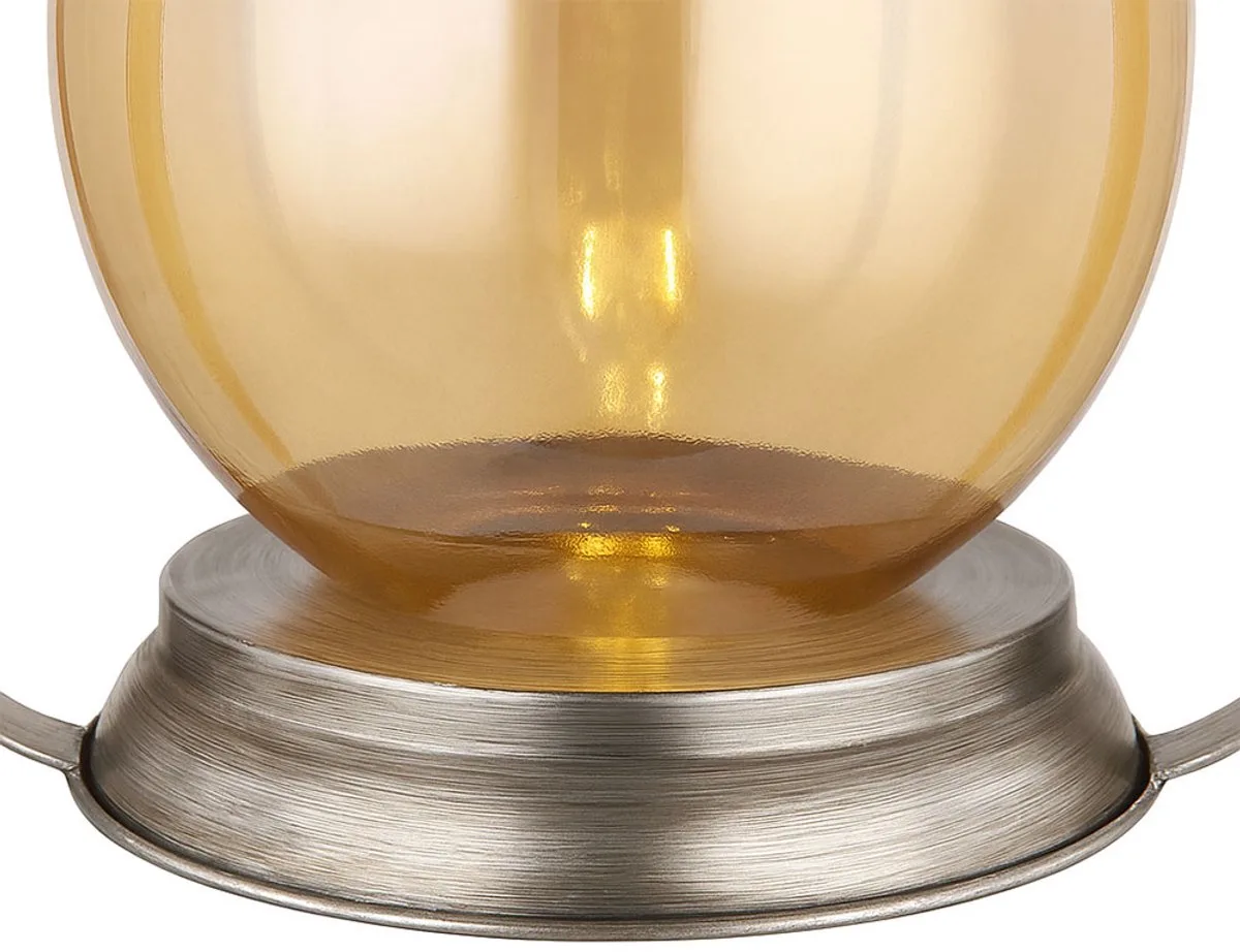 LED solar lantaarn buitenlamp tuindecoratie balkonlamp, metaal glas amber oplaadbare batterij IP44 weerbestendig, 3000K warm wit, H 36,5 cm de Globo en Argent – photo produit