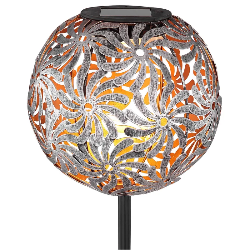 LED-Solarleuchte 33632 mit Metallkugel, silber von Globo in Silber – Produktfoto