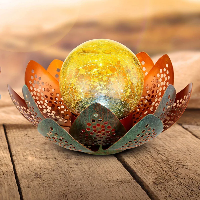 LED solarlamp 33655, bloem, Ø 22 cm de Globo en Vert, Or, Barnsteen – photo produit