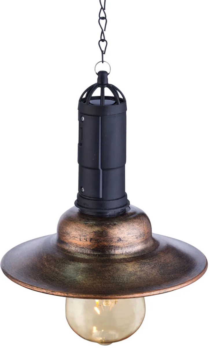 LED solarlamp hanglamp balkonlamp industriële buitenlamp lantaarn, metaal donker glas helder, DxH 15,5x50 cm by Globo in Bronze – product photo