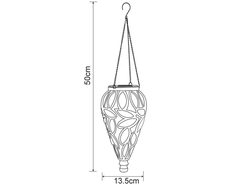 LED Solarleuchte, LED fest integriert, warmweiß, 2er Set außergewöhnliche Hängeleuchte Outdoor Solarlicht Balkon H 50cm fra Globo i Sort, Hvid – produktbillede 3 af 5