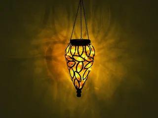LED Solarleuchte, LED fest integriert, warmweiß, 2er Set außergewöhnliche Hängeleuchte Outdoor Solarlicht Balkon H 50cm fra Globo i Sort, Hvid – produktbillede 4 af 5