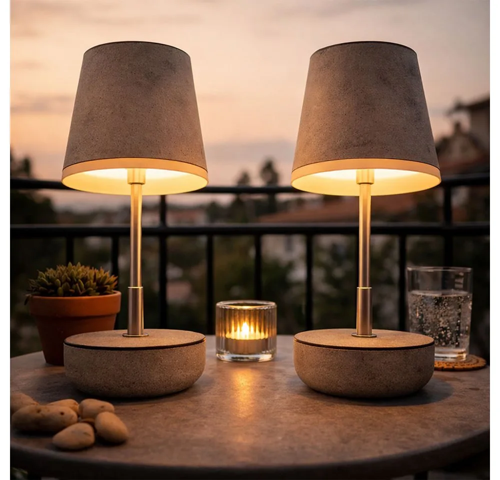 LED Solarleuchte, LED-Leuchtmittel fest verbaut, Warmweiß, 2x Solarleuchte Tischleuchte LED Außenlampe Höhenverstellbar van Globo – productfoto