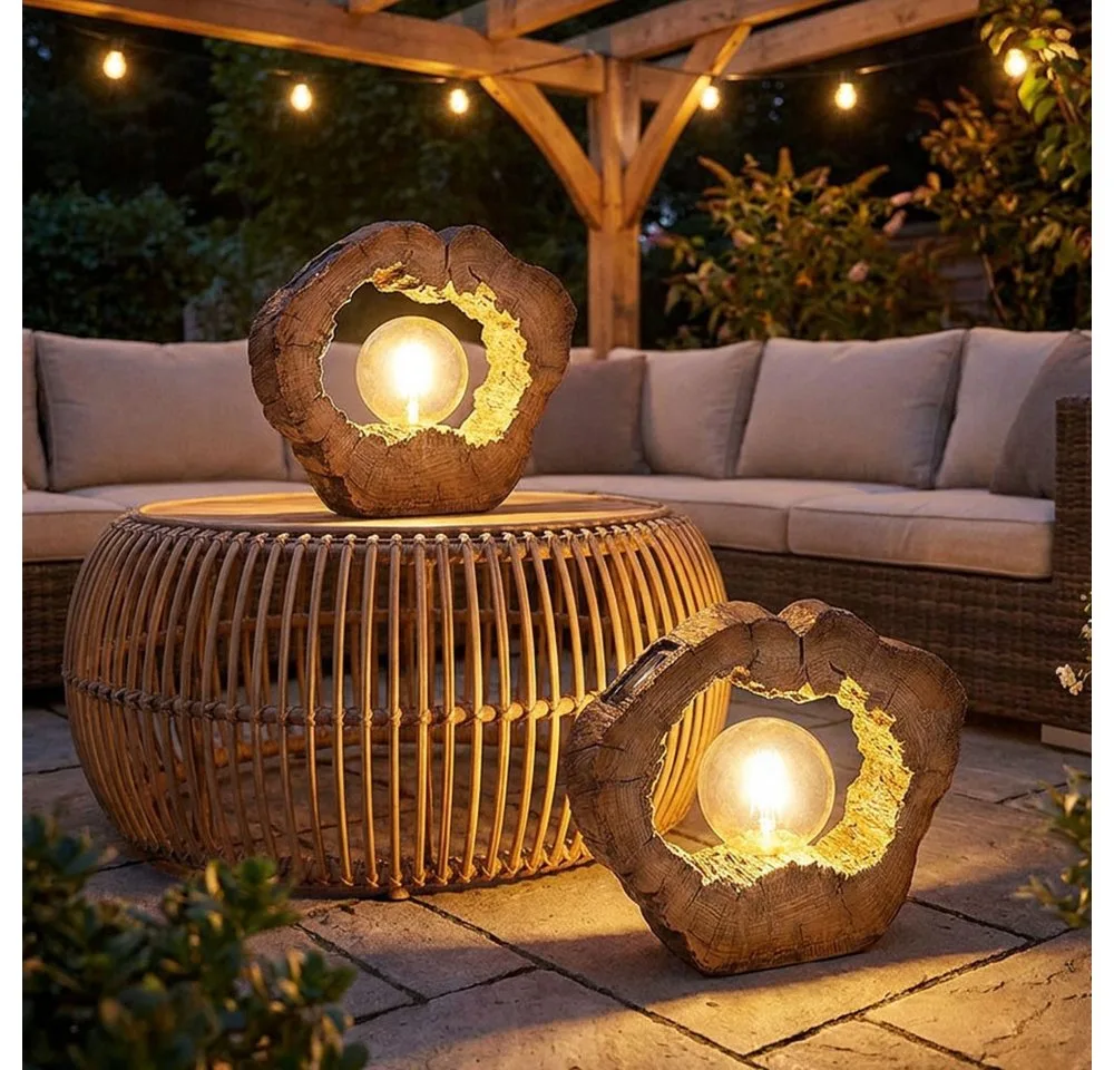 LED Solarleuchte, LED-Leuchtmittel fest verbaut, Warmweiß, 2x Solarlampe Gartenlampe Solarleuchte LED Solar Außenlampe Gartendeko de Globo en Marron – photo produit