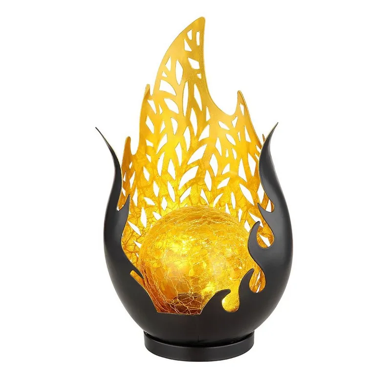 LED Solarleuchte, LED-Leuchtmittel fest verbaut, Warmweiß, Gartendeko Solarlampen für Außen Outdoor Balkon Deko gold de Globo en Noir – photo produit