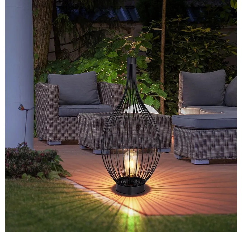 LED Solarleuchte, LED-Leuchtmittel fest verbaut, Warmweiß, Solarleuchte Stehlampe Beistellleuchte Außenleuchte by Globo in Black – product photo