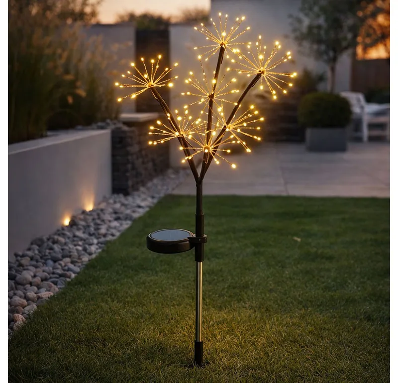 LED Solarleuchte, LED-Leuchtmittel fest verbaut, Warmweiß, Solarleuchte Edelstahl Steckleuchte Gartenlampe LED Erdspieß H 60 cm de Globo – photo produit