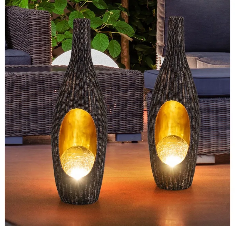 LED Solarleuchte, LED-Leuchtmittel fest verbaut, Warmweiß, Solarleuchte Gartendeko für Außen Deko Design fra Globo i Brun – produktbillede