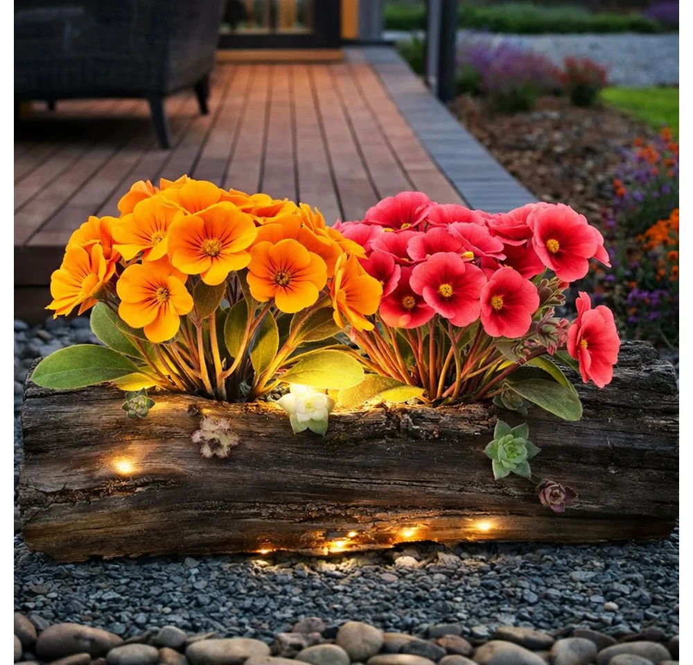 LED Solarleuchte, LED-Leuchtmittel fest verbaut, Warmweiß, Solar Pflanzgefäß Beleuchtet Blumentopf Deko Licht by Globo in Grey – product photo