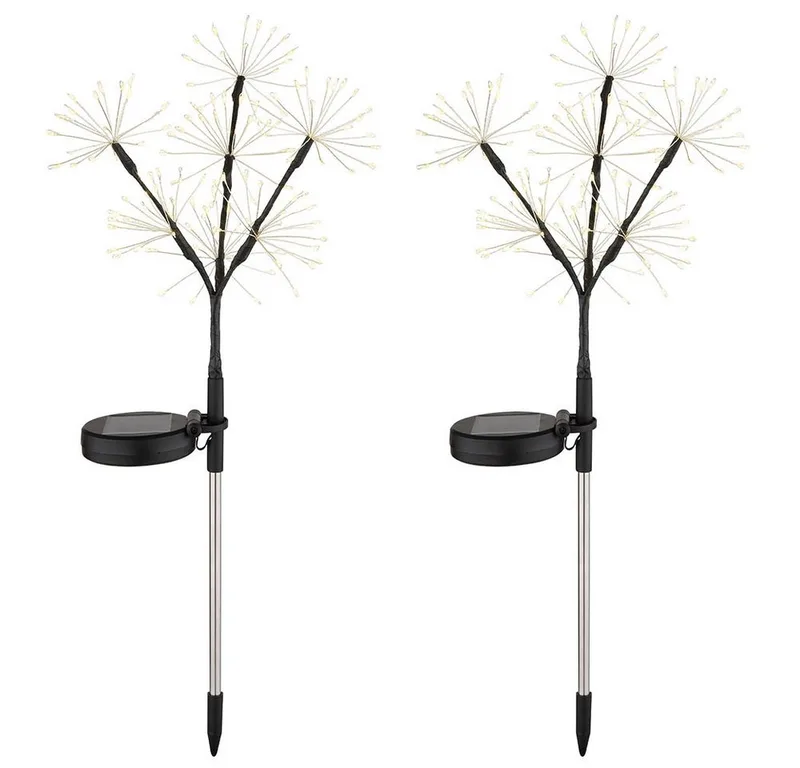 LED Solarleuchte, LED-Leuchtmittel fest verbaut, Warmweiß, Solarleuchte Edelstahl Steckleuchte Gartenlampe LED Erdspieß H 60cm 2x von Globo – Produktfoto