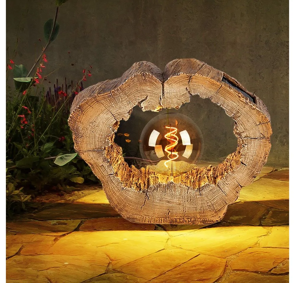 LED Solarleuchte, LED-Leuchtmittel fest verbaut, Warmweiß, Solarlampe Outdoor Garten Solarleuchte LED Solar Außenlampe Gartendeko by Globo in Brown – product photo