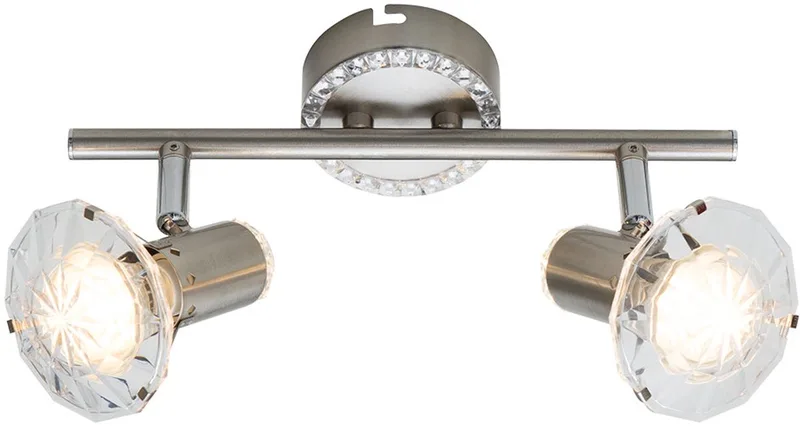 LED-spot plafondspot verstelbare kristallen plafondlamp, 2-lichts L 26 cm woonkamer eetkamer slaapkamer spotlight van Globo in Zilver – productfoto