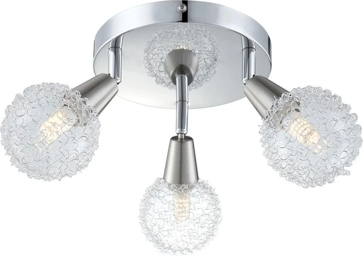 LED-spotlight met 3 peertjes CICER chroom en nikkel 56039-3 fra Globo i Sølv – produktbillede